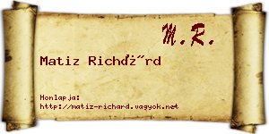 Matiz Richárd névjegykártya